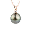 Tahitian Pearl & Diamond Plum Peacock Étoile Necklace on 10K Rose Gold