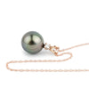 Tahitian Pearl & Diamond Plum Peacock Étoile Necklace on 10K Rose Gold