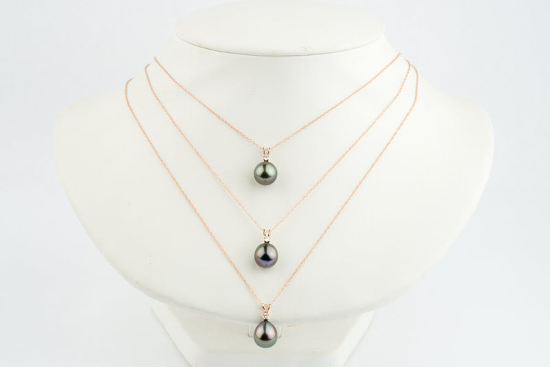 Tahitian Pearl & Diamond Plum Peacock Étoile Necklace on 10K Rose Gold