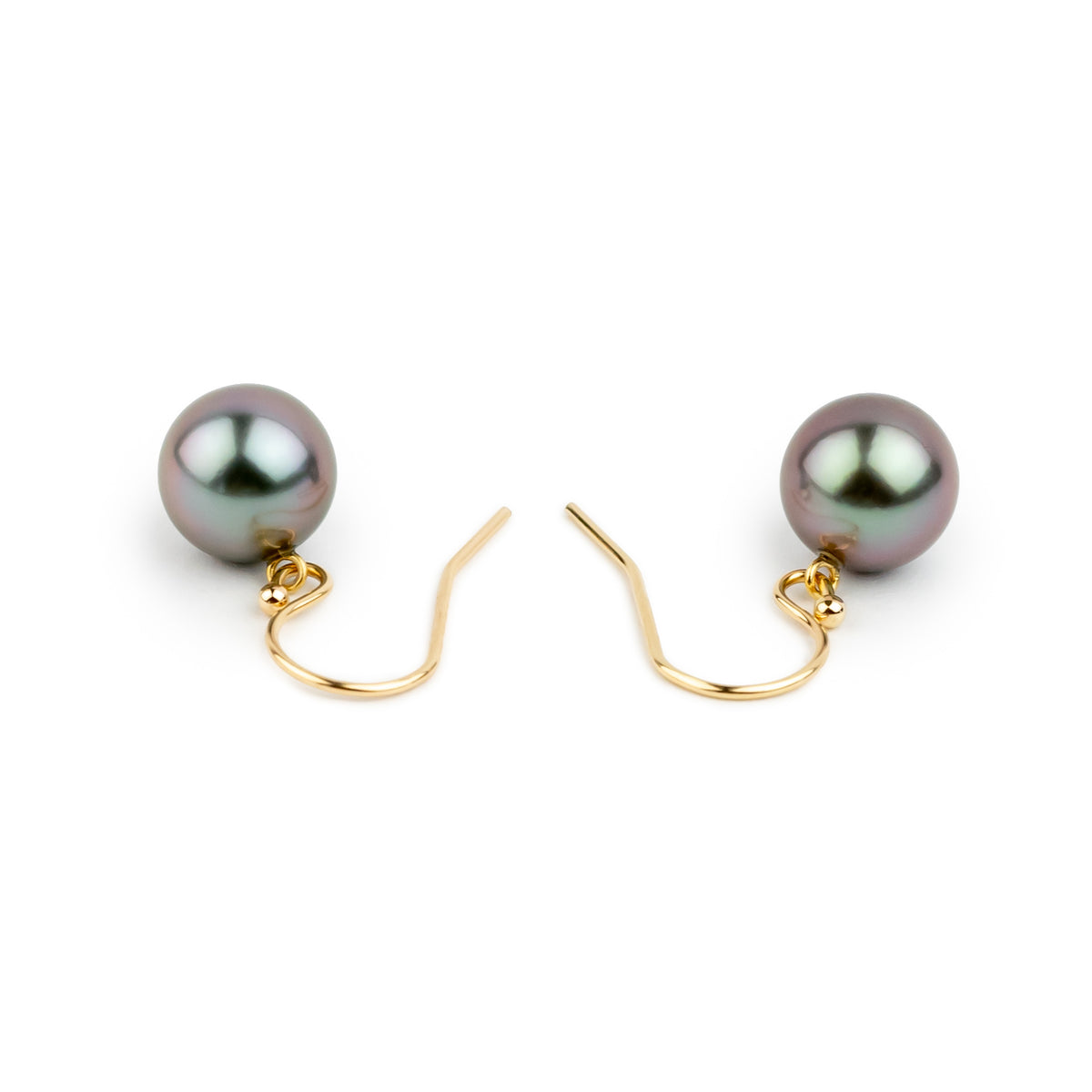 Purple Glow Tahitian Pearl Dangle Earrings on 14K Yellow Gold
