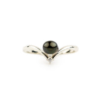 Tahitian Keshi Pearl & Diamond Sunrise Ring on Sterling Silver