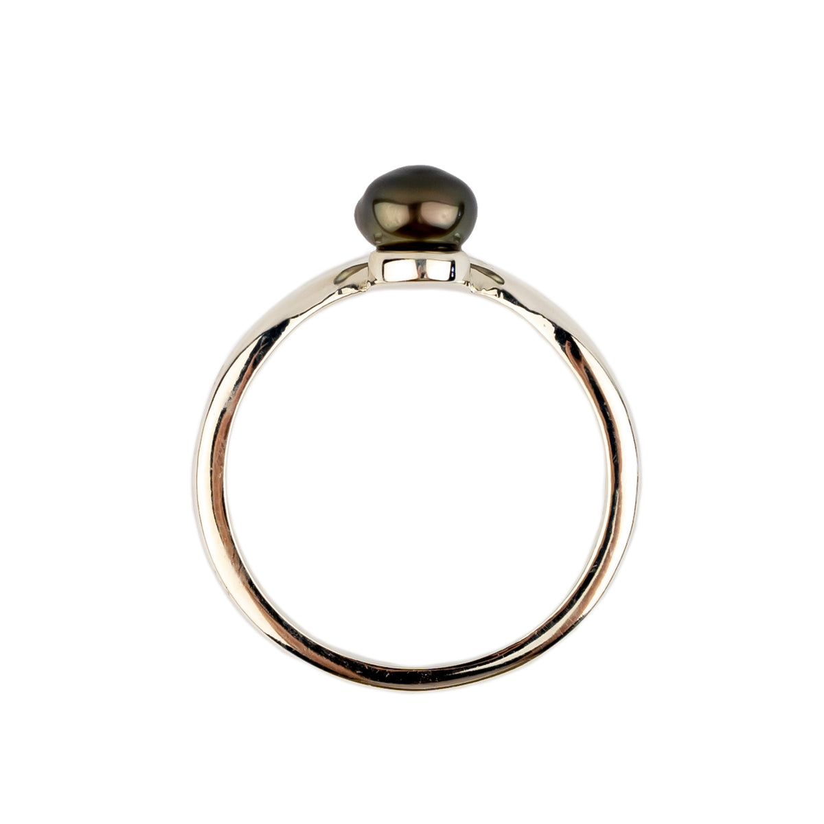 Tahitian Keshi Pearl & Diamond Sunrise Ring on Sterling Silver