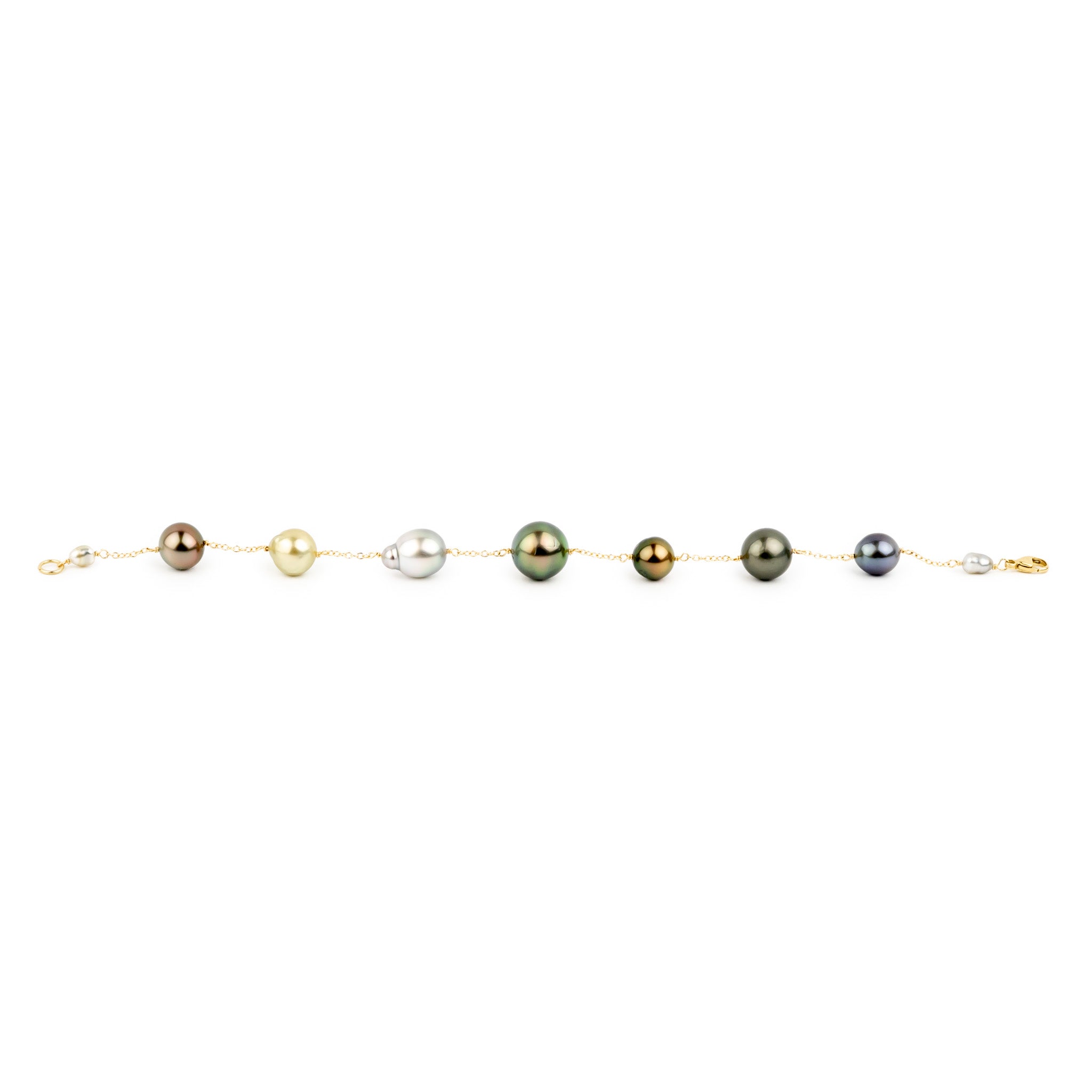 Tahitian Pearl Harvest Tin Cup Bracelet on 14K Yellow Gold