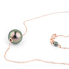 Aubergine Peacock 10.2mm Tahitian Pearl Solitaire Necklace on 14K Rose Gold