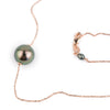 Aubergine Peacock 10.2mm Tahitian Pearl Solitaire Necklace on 14K Rose Gold