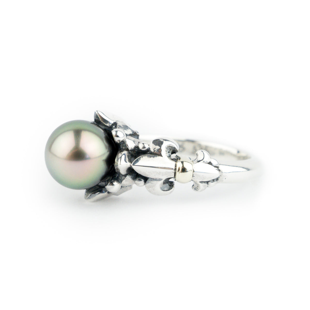 Green Glow Acropora Tahitian Pearl Ring