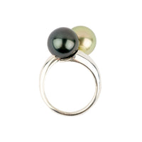 Double Tahitian Pearl Ring on Sterling Silver