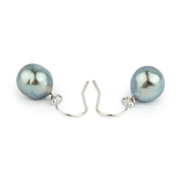 Sky Blue Baroque Tahitian Pearl Dangle Earrings on 14K White Gold