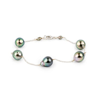 Pahua Baroque Tahitian Pearl Tin Cup Bracelet on 14K White Gold