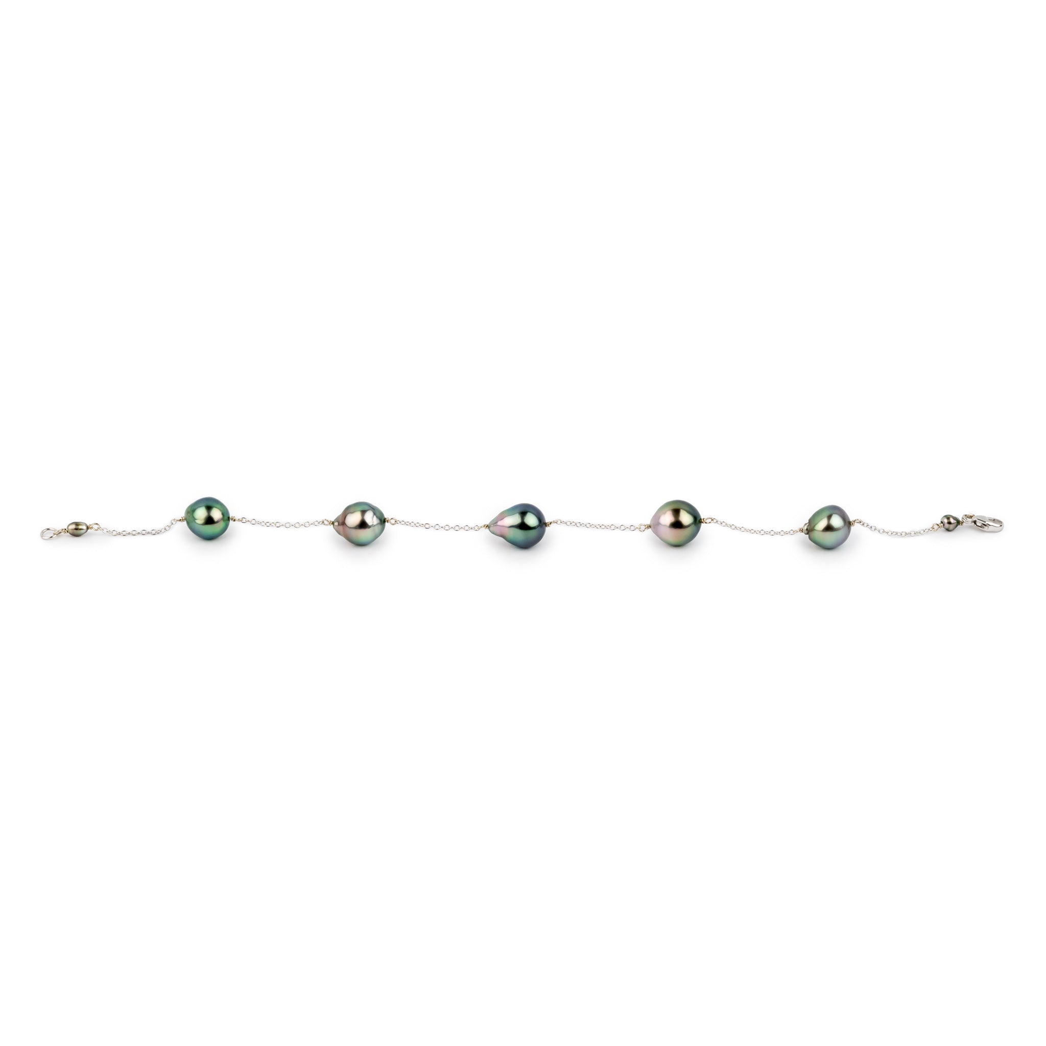 Pahua Baroque Tahitian Pearl Tin Cup Bracelet on 14K White Gold