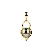 Pink Peacock Keshi Pearl Lotus Pendant on 10K Yellow Gold