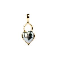 Blue Keshi Pearl Lotus Pendant on 10K Yellow Gold