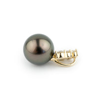 Chocolate Aubergine Tahitian Pearl & Diamond Asteria Pendant or Necklace on 14K Yellow Gold