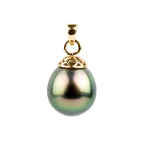 Peacock Green 10.7mm Tahitian Pearl Filigree Pendant