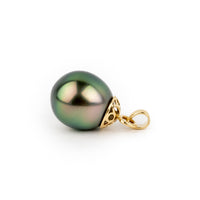 Peacock Green 10.7mm Tahitian Pearl Filigree Pendant