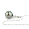 Peacock Green Tahitian Pearl & Diamond Toru Necklace on 14K White Gold