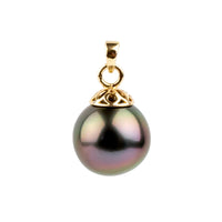 Vibrant Purple 11.5mm Tahitian Pearl Filigree Pendant