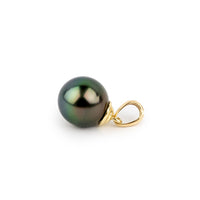 Dark Rainbow 10.8mm Tahitian Pearl Beehive Pendant on 14k Yellow Gold