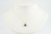 Deep Green Tahitian Pearl & Diamond Toru Necklace on 14K Yellow Gold