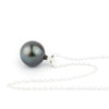 Deep Indigo 9mm Tahitian Pearl I'a Necklace on Sterling Silver