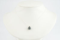 Deep Indigo 9mm Tahitian Pearl I'a Necklace on Sterling Silver