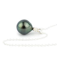 Tahitian Pearl & Opal Indigo-Green Étoile Necklace on Sterling Silver