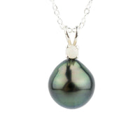 Tahitian Pearl & Opal Indigo-Green Étoile Necklace on Sterling Silver