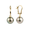 Rosy Pink-Green Tahitian Pearl Lever Back Earrings