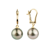 Rosy Pink-Green Tahitian Pearl Lever Back Earrings