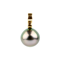 Pink Green 10.2mm Tahitian Pearl Infinity Pendant on 14K Yellow Gold