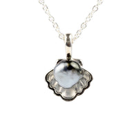Tahitian Keshi Pearl Sterling Silver Seashell Necklace