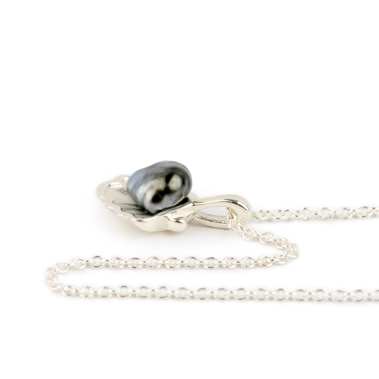 Tahitian Keshi Pearl Sterling Silver Seashell Necklace
