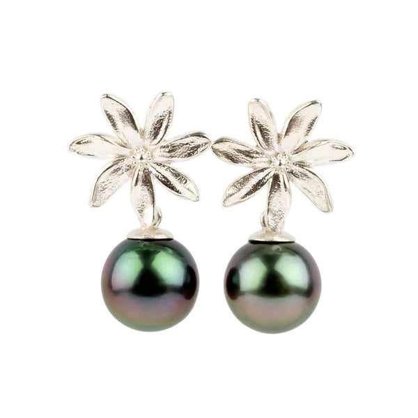 Tiaré Sterling Silver Tahitian Pearl Dangle Earrings
