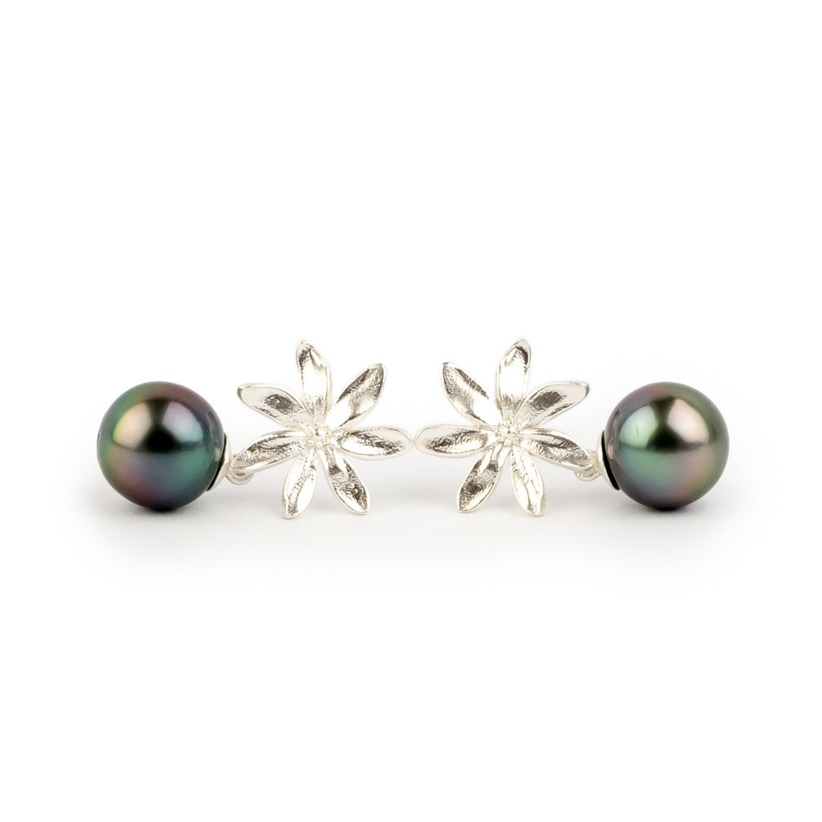 Tiaré Sterling Silver Tahitian Pearl Dangle Earrings