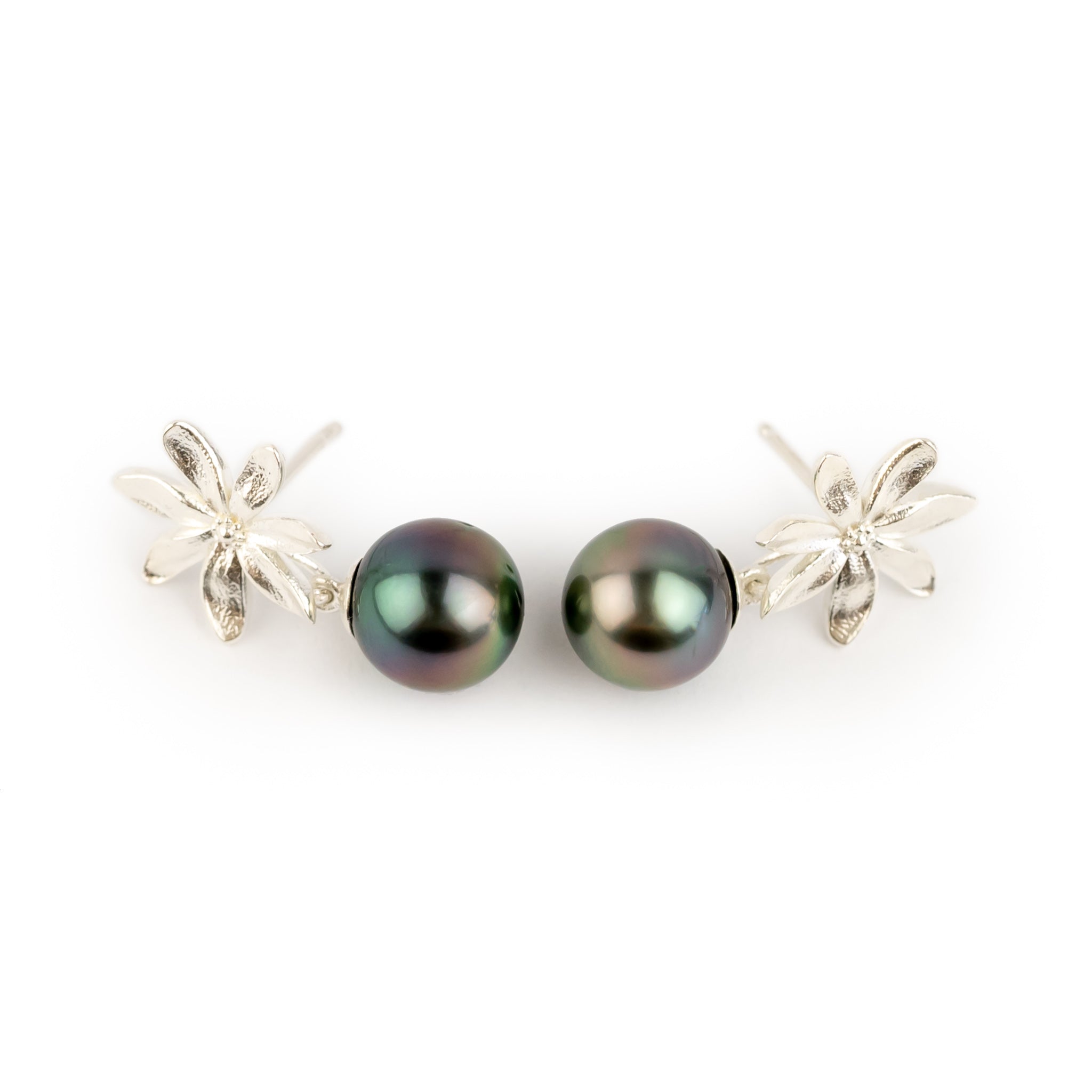 Tiaré Sterling Silver Tahitian Pearl Dangle Earrings
