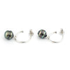 Indigo-Green Circled Tahitian Pearl Hoop Earrings on Sterling Silver