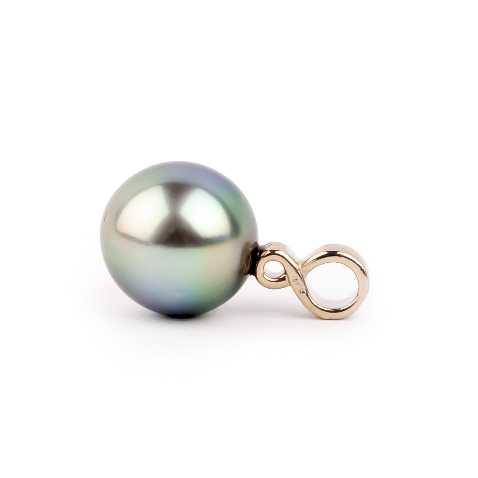 Light Multi-Colorful 10.3mm Tahitian Pearl Infinity Pendant on 14K White Gold