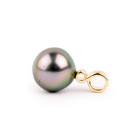 Pink Green 10.2mm Tahitian Pearl Infinity Pendant on 14K Yellow Gold