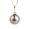 Bright Pink Tahitian Pearl & Diamond Toru Necklace on 14K Rose Gold