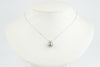 Silvery Green Tahitian Pearl & Diamond Hoa Necklace on 14K White Gold