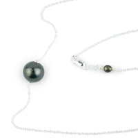 Midnight Black 10.7mm Tahitian Pearl Solitaire Necklace on Sterling Silver