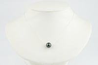 Midnight Black 10.7mm Tahitian Pearl Solitaire Necklace on Sterling Silver