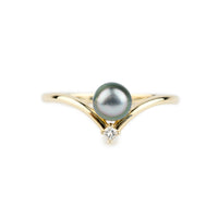 Tahitian Keshi Pearl & Diamond Sunrise Ring