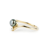 Tahitian Keshi Pearl & Diamond Sunrise Ring