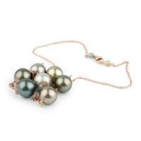 Golden Pink-Green Tahitian Pearl Tin-Cup Necklace on 14k Rose Gold