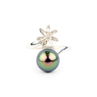 Tiaré Sterling Silver Tahitian Pearl Ring