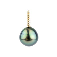 Indigo-Green 10mm Tahitian Pearl Pendant on 14K Yellow Gold