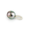 Pink-Green Circled 9.5mm Tahitian Pearl Pendant on Sterling Silver