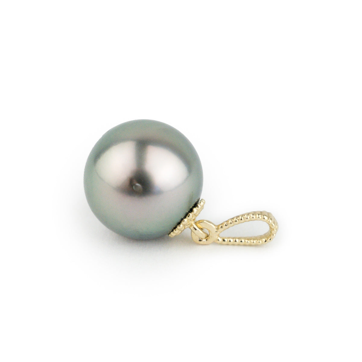 Pink-Green 9.5mm Tahitian Pearl Mermaid Pendant on 14K Yellow Gold