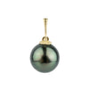 Deep Peacock Green 9.4mm Tahitian Pearl Mermaid Pendant on 14K Yellow Gold